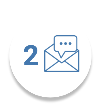 Numero 2 con icona di notifica invio email