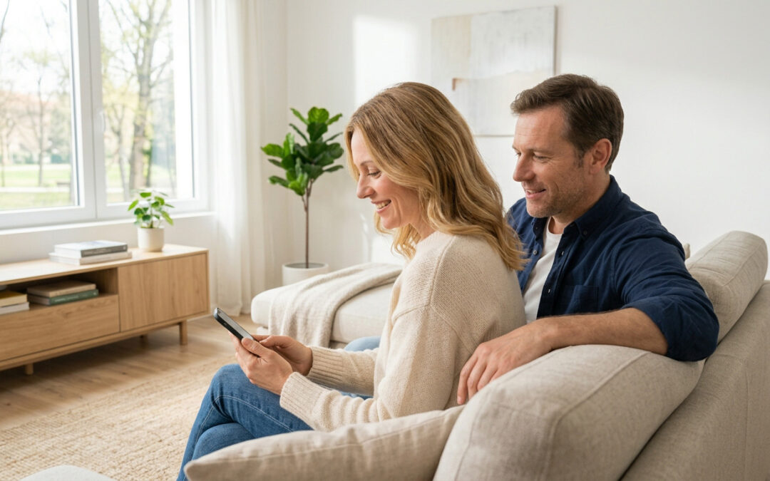 Due persone consultano il loro EUDI Wallet pagamenti sullo smartphone
